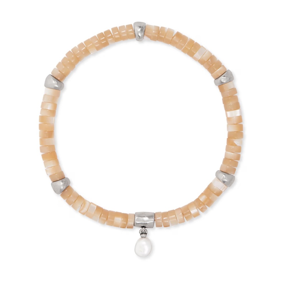 Kendra Scott Tan Beaded Bracelet with Silver Accents
